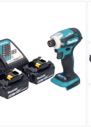 Makita DTD 172 RM cordless impact wrench 18 V 180 Nm 1/4" brushless + 2x rechargeable battery 4.0 Ah + charger