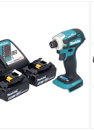 Avvitatore a impulsi a batteria Makita DTD 172 RT 18 V 180 Nm 1/4" brushless + 2x batteria ricaricabile 5,0 Ah + caricabatterie