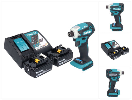 Makita DTD 172 RT cordless impact wrench 18 V 180 Nm 1/4" brushless + 2x rechargeable battery 5.0 Ah + charger