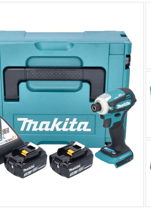 Makita DTD 172 RFJ Atornillador de impacto inalámbrico 18 V 180 Nm 1/4" sin escobillas + 2x batería 3,0 Ah + cargador + Makpac