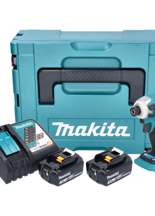 Makita DTD 172 RFJ Atornillador de impacto inalámbrico 18 V 180 Nm 1/4" sin escobillas + 2x batería 3,0 Ah + cargador + Makpac