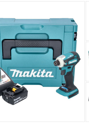 Makita DTD 172 RG1J Atornillador de impacto inalámbrico 18 V 180 Nm 1/4" sin escobillas + 1x batería 6,0 Ah + cargador + Makpac