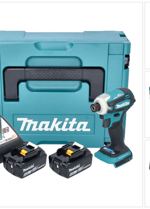 Makita DTD 172 RGJ cordless impact wrench 18 V 180 Nm 1/4" brushless + 2x rechargeable battery 6.0 Ah + charger + Makpac