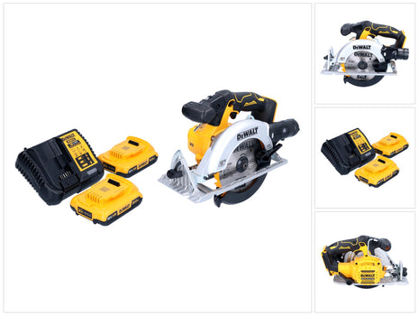 DeWalt DCS 565 D2 cordless circular saw 18 V 165 mm brushless + 2x rechargeable battery 2.0 Ah + charger