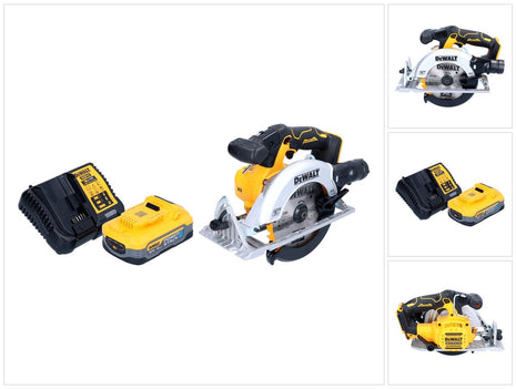 DeWalt DCS 565 H1 Scie circulaire manuelle sans fil 18 V 165 mm Brushless + 1x batterie Powerstack 5,0 Ah + chargeur