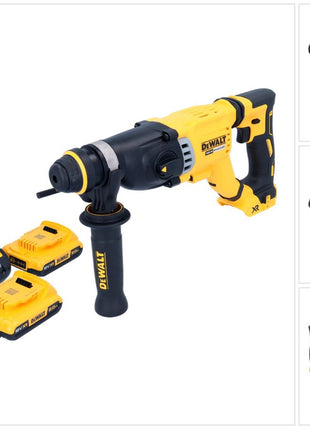 Martillo combinado a batería DeWalt DCH 263 D2 18 V 3 J SDS Plus Brushless + 2x baterías 2,0 Ah + cargador