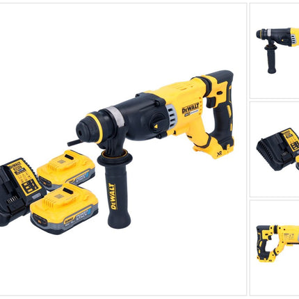 DeWalt DCH 263 H2 Akku Kombihammer 18 V 3 J SDS Plus Brushless + 2x Powerstack Akku 5,0 Ah + Ladegerät
