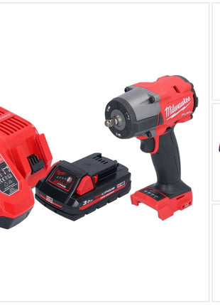 Milwaukee M18 FMTIW2F38-301 Akku Schlagschrauber 18 V 745 Nm 3/8" Brushless + 1x Akku 3,0 Ah + Ladegerät