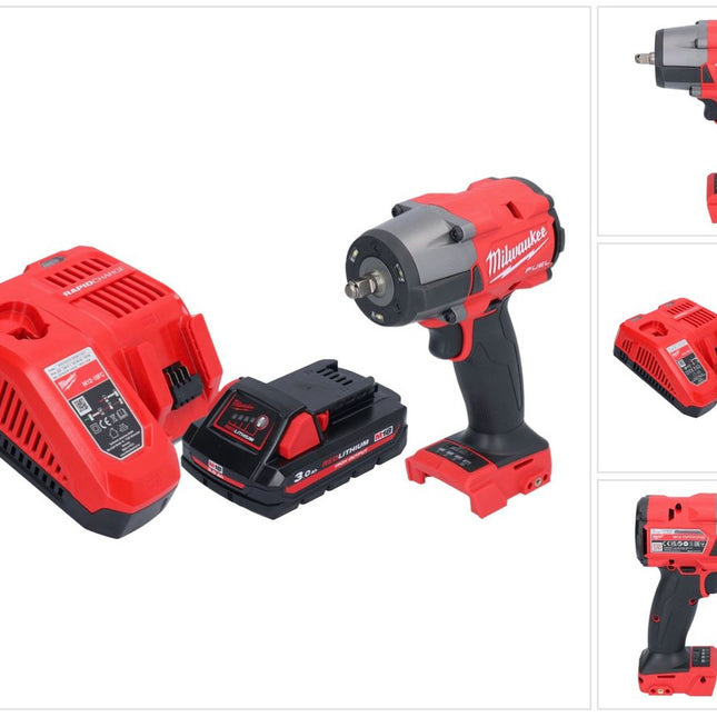 Milwaukee M18 FMTIW2F38-301 Cordless impact wrench 18 V 745 Nm 3/8" brushless + 1x rechargeable battery 3.0 Ah + charger