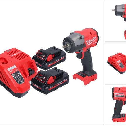 Milwaukee M18 FMTIW2F38-302 Cordless impact wrench 18 V 745 Nm 3/8" brushless + 2x rechargeable battery 3.0 Ah + charger