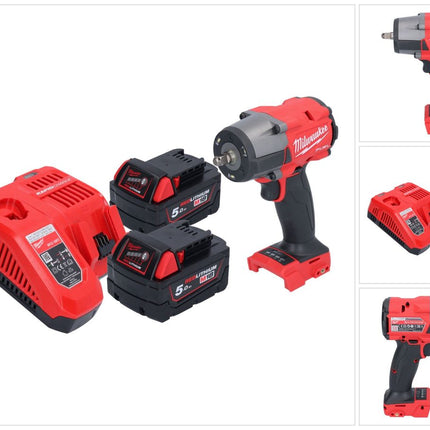 Milwaukee M18 FMTIW2F38-502 Cordless impact wrench 18 V 745 Nm 3/8" brushless + 2x rechargeable battery 5.0 Ah + charger