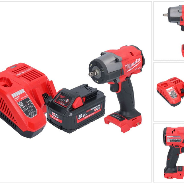 Milwaukee M18 FMTIW2F38-551 Cordless impact wrench 18 V 745 Nm 3/8" brushless + 1x rechargeable battery 5.5 Ah + charger