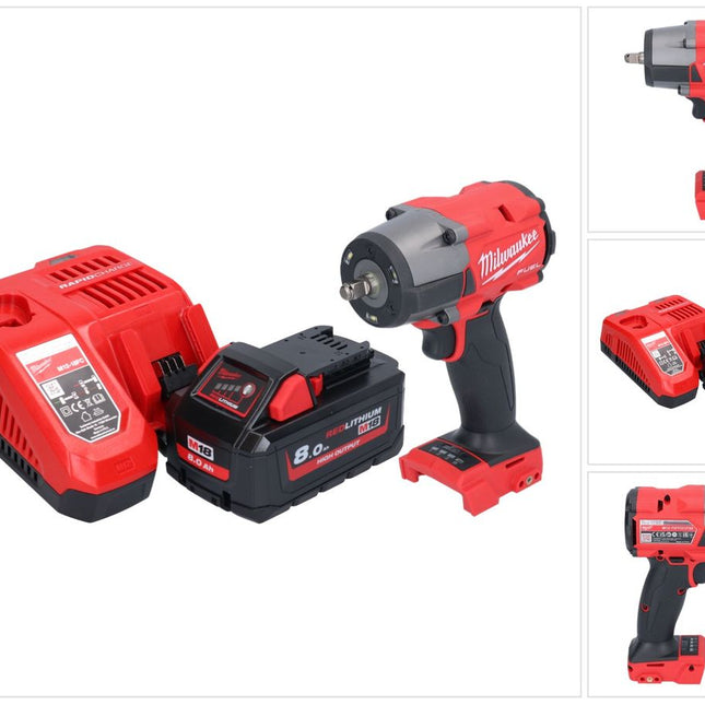 Milwaukee M18 FMTIW2F38-801 Cordless impact wrench 18 V 745 Nm 3/8" brushless + 1x rechargeable battery 8.0 Ah + charger