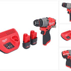 Taladro percutor inalámbrico Milwaukee M12 FPD2-252 12 V 45 Nm sin escobillas + 2x baterías 2,5 Ah + cargador