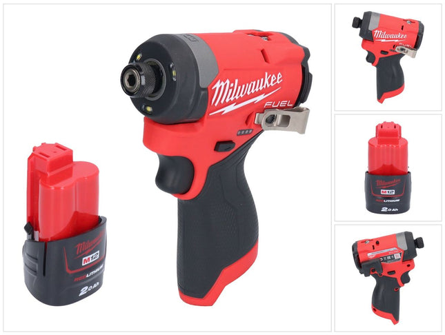 Llave de impacto sin cable Milwaukee M12 FID2-201 12 V 170 Nm 1/4" sin escobillas + 1x batería recargable 2.0 Ah - sin cargador