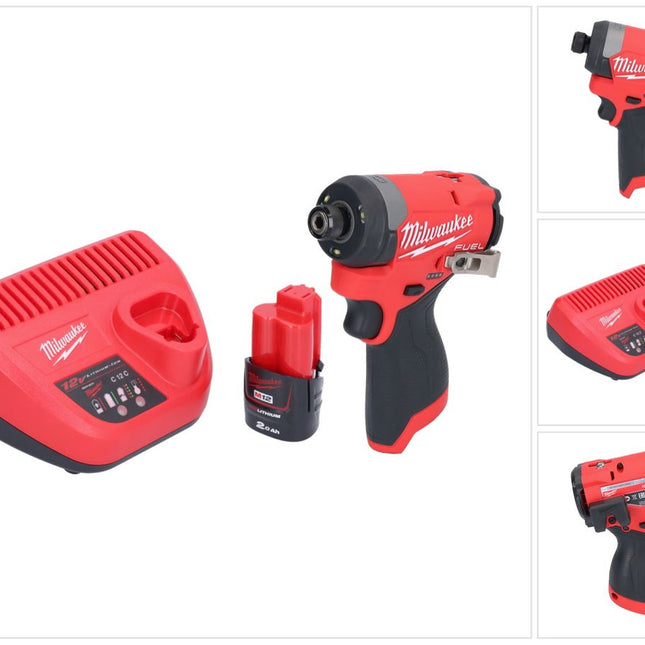 Llave de impacto a batería Milwaukee M12 FID2-201 12 V 170 Nm 1/4" sin escobillas + 1x batería 2,0 Ah + cargador