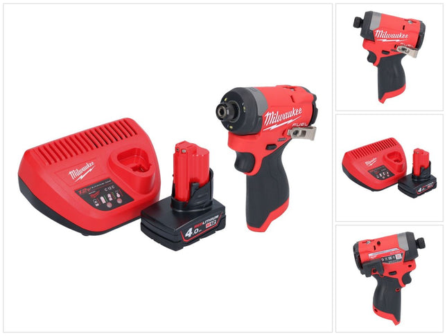 Llave de impacto a batería Milwaukee M12 FID2-401 12 V 170 Nm 1/4" sin escobillas + 1x batería 4,0 Ah + cargador