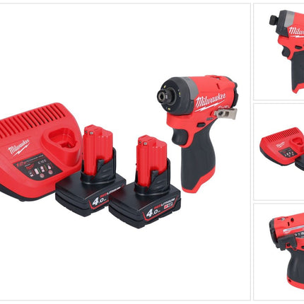 Milwaukee M12 FID2-402 akumulatorowy klucz udarowy 12 V 170 Nm 1/4" bezszczotkowy + 2x akumulator 4,0 Ah + ładowarka
