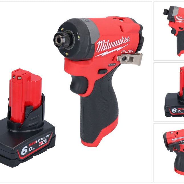 Llave de impacto a batería Milwaukee M12 FID2-601 12 V 170 Nm 1/4" sin escobillas + 1x batería 6,0 Ah - sin cargador