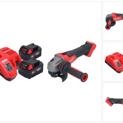 Milwaukee M18 FSAG115X-502 Amoladora angular sin cable 18 V 115 mm sin escobillas + 2x batería 5.0 Ah + cargador