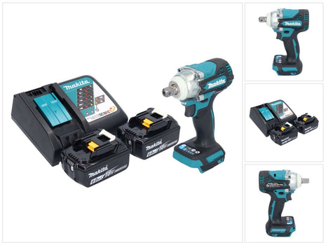 Makita DTW 301 RG Atornillador de impacto inalámbrico 18 V 330 Nm 1/2" sin escobillas + 2x baterías 6,0 Ah + cargador