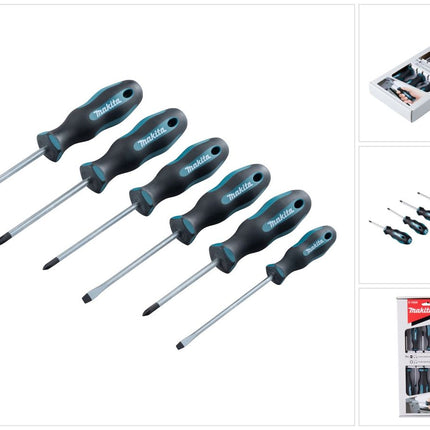 Makita E-10528 Set di cacciaviti 6 pezzi SL4 / SL5,5 / PH1 / PH2 / PZ1 / PZ2