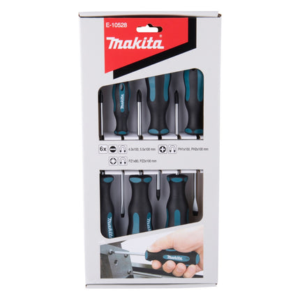 Makita E-10528 Set di cacciaviti 6 pezzi SL4 / SL5,5 / PH1 / PH2 / PZ1 / PZ2