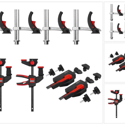 Bessey MFT-SET-A ensemble de 14 pièces pour la fixation et le serrage sur des tables multifonctionnelles pour fixer solidement les rails de guidage
