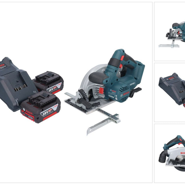 Bosch GKS 18V-57-2 Sierra circular profesional con acumulador 18 V 165 mm sin escobillas + 2x acumulador 4,0 Ah + cargador