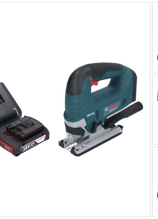 Bosch GST 18V-125 B Sierra de calar inalámbrica profesional 18 V 125 mm sin escobillas + 1x batería 2,0 Ah + cargador