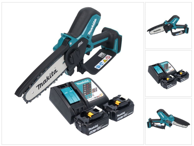 Motosierra sin cable Makita DUC 150 RM2 18 V 15 cm sin escobillas + 2x batería 4,0 Ah + cargador