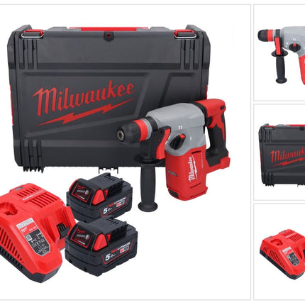 Milwaukee M18 BLHX-502X akumulatorowy młot udarowo-obrotowy 18 V 2,3 J bezszczotkowy ( 4933478892 ) + 2x akumulator 5,0 Ah + ładowarka + skrzynka HD