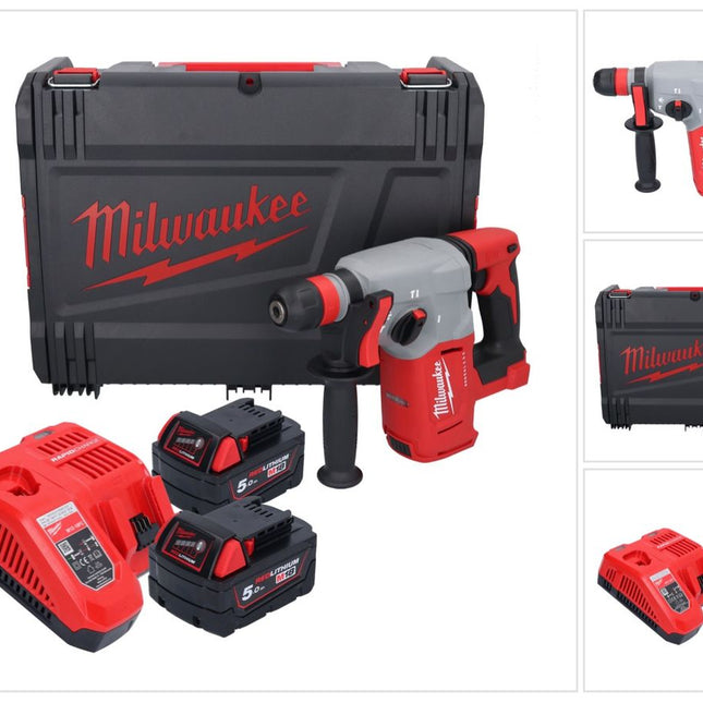 Milwaukee M18 BLHX-502X cordless combi hammer 18 V 2.3 J brushless ( 4933478892 ) + 2x rechargeable battery 5.0 Ah + charger + HD box