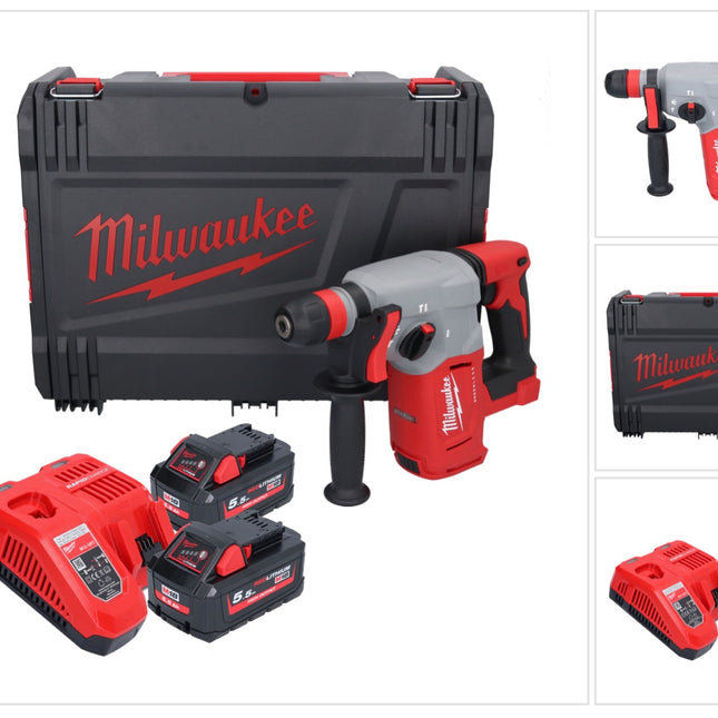 Milwaukee M18 BLHX-552X cordless combi hammer 18 V 2.3 J brushless + 2x rechargeable battery 5.5 Ah + charger + HD box