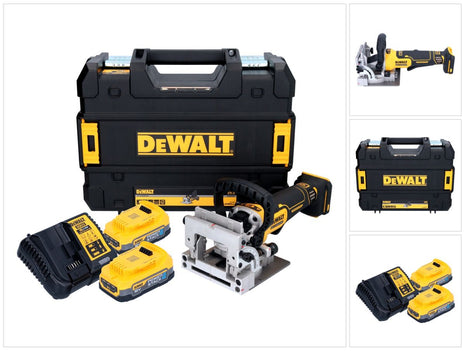 DeWalt DCW 682 E2T Akku Flachdübelfräse 18 V 102 x 20 mm Brushless + 2x Powerstack Akku 1,7 Ah + Ladegerät + TSTAK