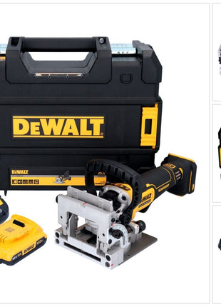 DeWalt DCW 682 D1T cordless flat dowel cutter 18 V 102 x 20 mm brushless + 1x rechargeable battery 2.0 Ah + charger + TSTAK