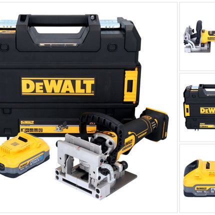 Fresa plana sin cable DeWalt DCW 682 NT 18 V 102 x 20 mm sin escobillas + 1x batería Powerstack 5,0 Ah + TSTAK - sin cargador