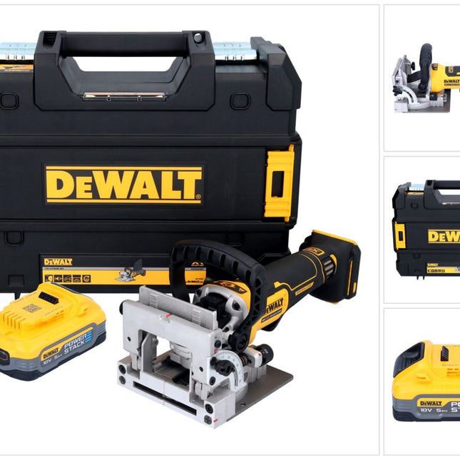 DeWalt DCW 682 NT Akku Flachdübelfräse 18 V 102 x 20 mm Brushless + 1x Powerstack Akku 5,0 Ah + TSTAK - ohne Ladegerät
