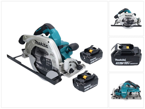 Sierra circular a batería Makita DHS 900 F2U 36 V (2x 18 V) 235 mm sin escobillas + 2x batería 3,0 Ah + adaptador Bluetooth - sin cargador