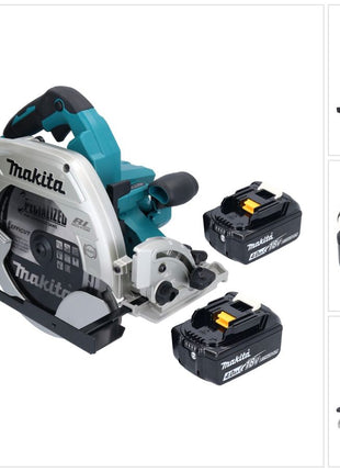 Sierra circular a batería Makita DHS 900 M2U 36 V (2x 18 V) 235 mm sin escobillas + 2x batería 4,0 Ah + adaptador Bluetooth - sin cargador