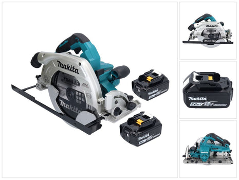 Makita DHS 900 T2U Akku Handkreissäge 36 V ( 2x 18 V ) 235 mm Brushless + 2x Akku 5,0 Ah + Bluetooth Adapter - ohne Ladegerät