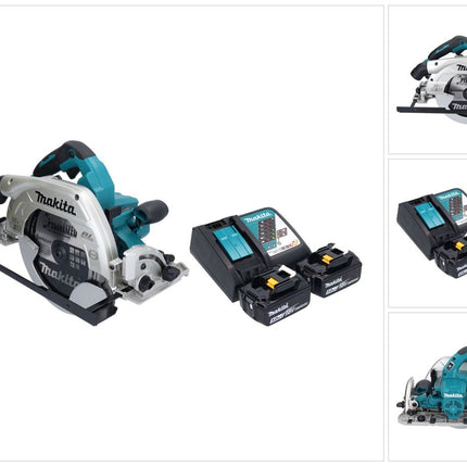 Makita DHS 900 RT2U Akumulatorowa pilarka tarczowa 36 V ( 2x 18 V ) 235 mm bezszczotkowa + 2x akumulator 5,0 Ah + ładowarka + adapter Bluetooth
