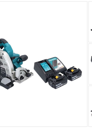 Makita DHS 900 RG2U Akumulatorowa pilarka tarczowa 36 V ( 2x 18 V ) 235 mm bezszczotkowa + 2x akumulator 6,0 Ah + ładowarka + adapter Bluetooth