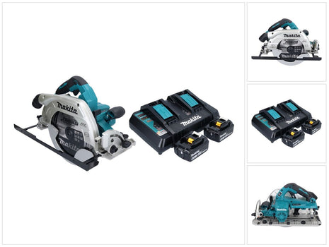 Makita DHS 900 PG2U scie circulaire à batterie 36 V (2x 18 V) 235 mm sans balais + 2x batterie 6,0 Ah + double chargeur + adaptateur Bluetooth