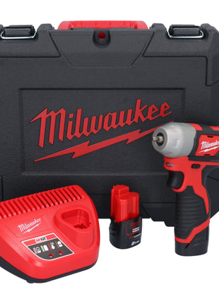 Milwaukee M12 BIW14-202C Clé à choc sans fil 12 V 50 Nm 1/4'' ( 4933443897 ) + 2x batterie 2,0 Ah + chargeur + coffret