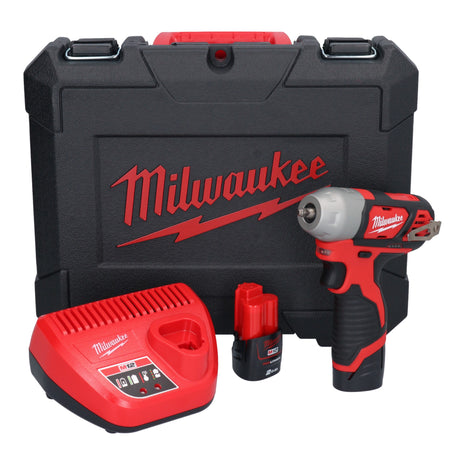 Llave de impacto inalámbrica Milwaukee M12 BIW14-202C 12 V 50 Nm 1/4" (4933443897) + 2x baterías 2.0 Ah + cargador + estuche