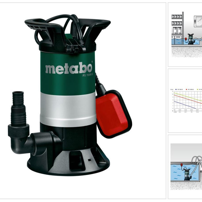 Metabo PS 15000 S Dirt water submersible pump ( 0251500000 ) 850 Watt flow rate 15000 l/h