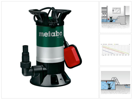 Metabo PS 15000 S Dirt water submersible pump ( 0251500000 ) 850 Watt flow rate 15000 l/h