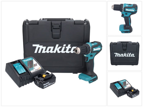 Makita DDF 485 RT cordless drill driver 18 V 50 Nm brushless 1x rechargeable battery 5.0 Ah + charger + case