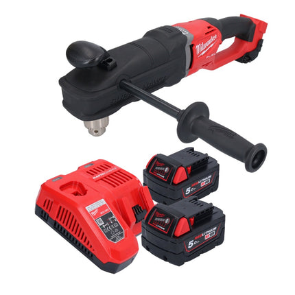 Milwaukee M18 FRAD2-502 akumulatorowa wiertarko-wkrętarka kątowa 18 V 122 Nm bezszczotkowa + 2x akumulator 5,0 Ah + ładowarka
